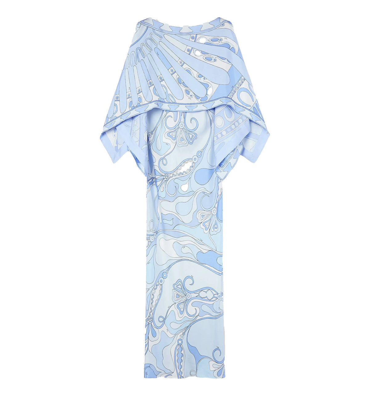 Orchidee and Soleil Print Silk Dress with Cape