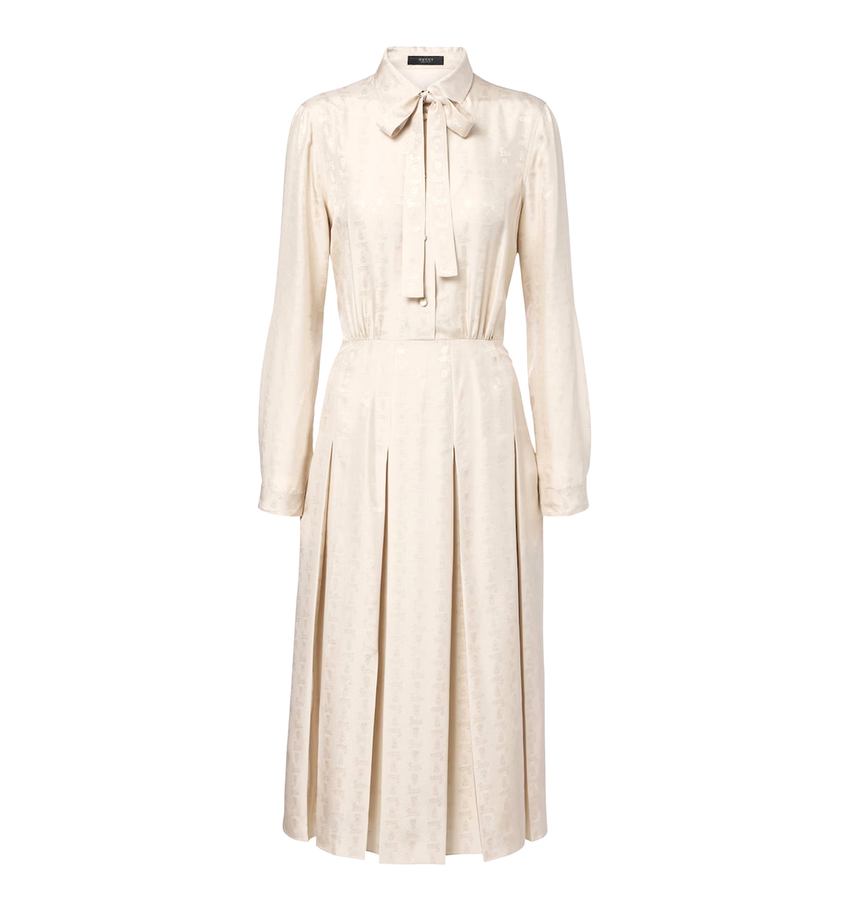 Gucci crest silk jacquard dress in light beige