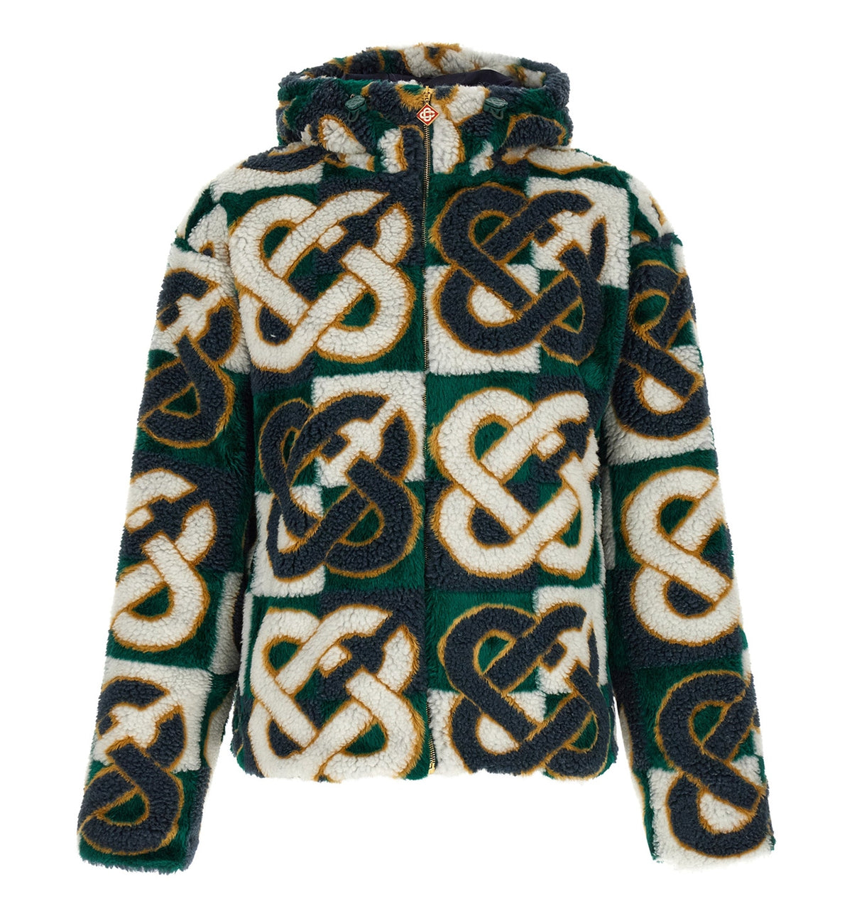 'Monogram' intarsia fleece jacket