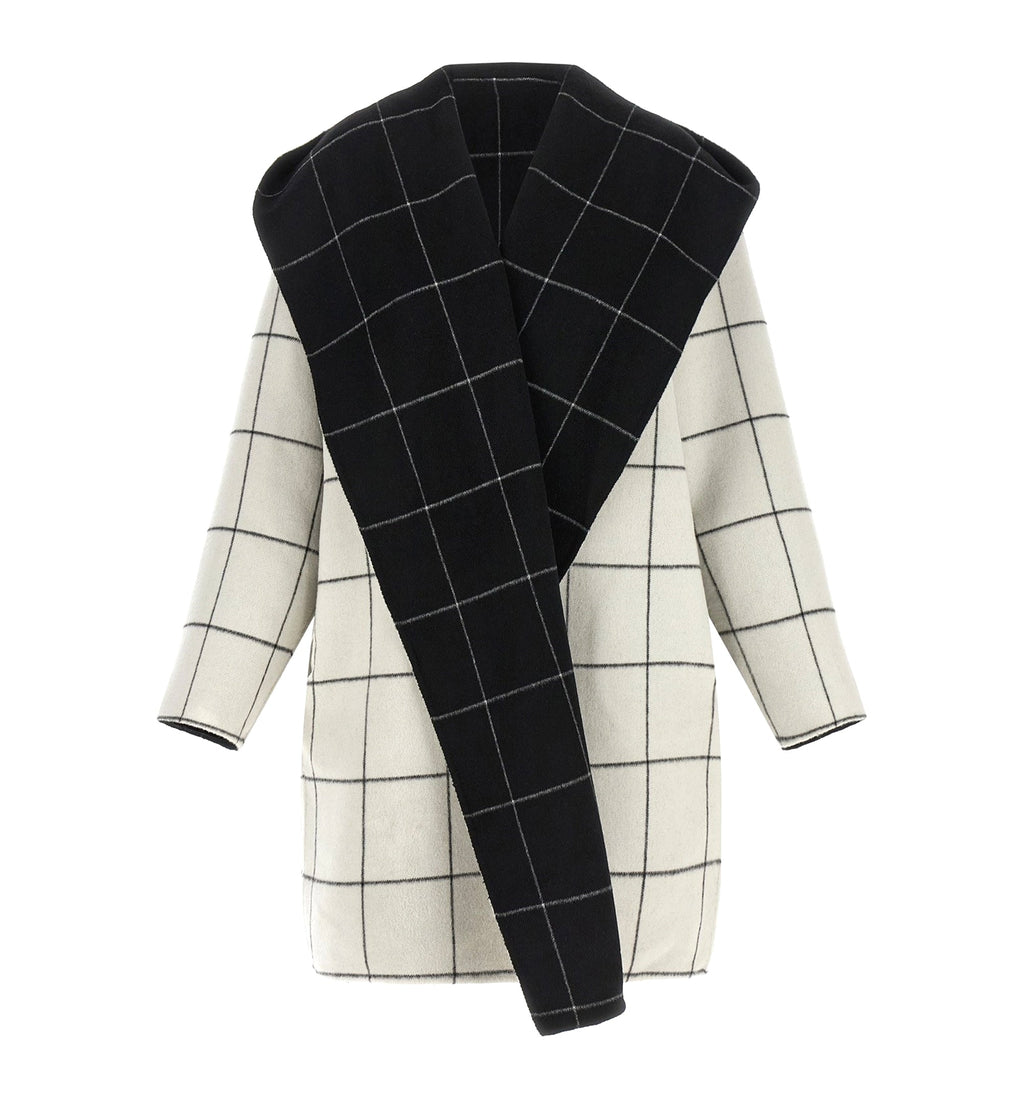 ' Windowpane Hoodie' reversible coat