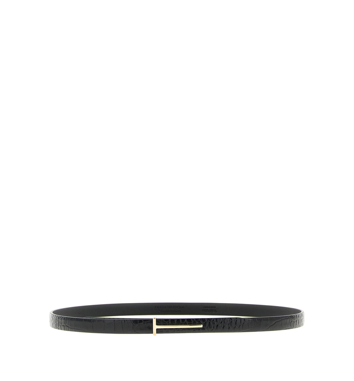 Crocodile-Effect Leather T Icon Belt