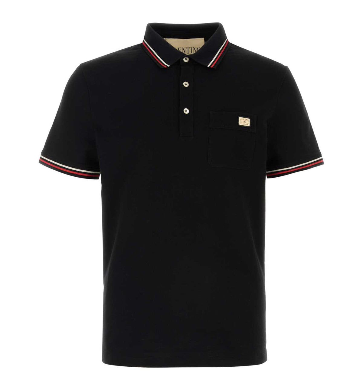 Cotton Piqué Polo Shirt With VLogo Patch