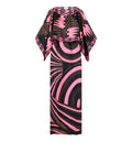Iride Print Silk Dress with Cape