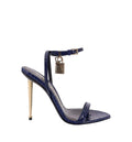Semi Shiny Printed Python Padlock Pointy Naked Sandal