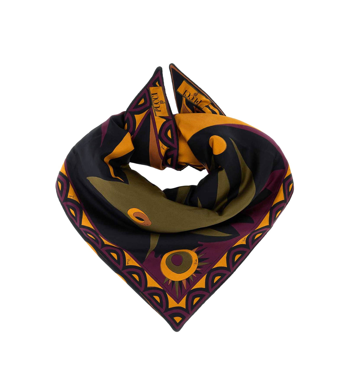 Mixed-Print Padded Silk Triangle Scarf