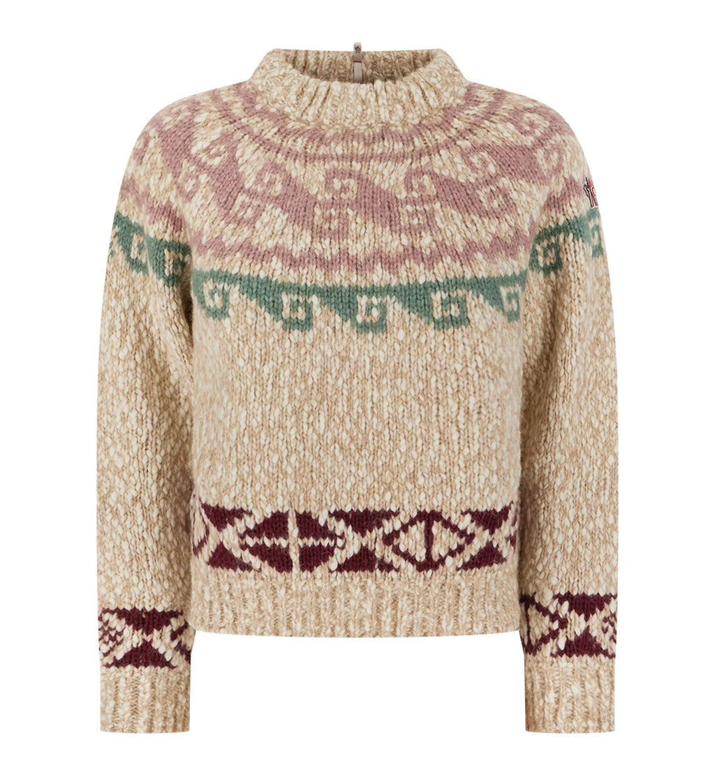 Geometric Jacquard Wool Blend Sweater
