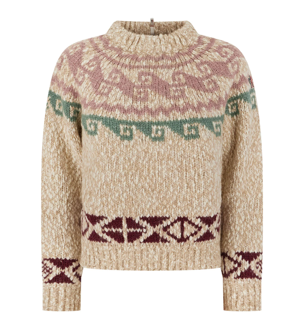 Geometric Jacquard Wool Blend Sweater