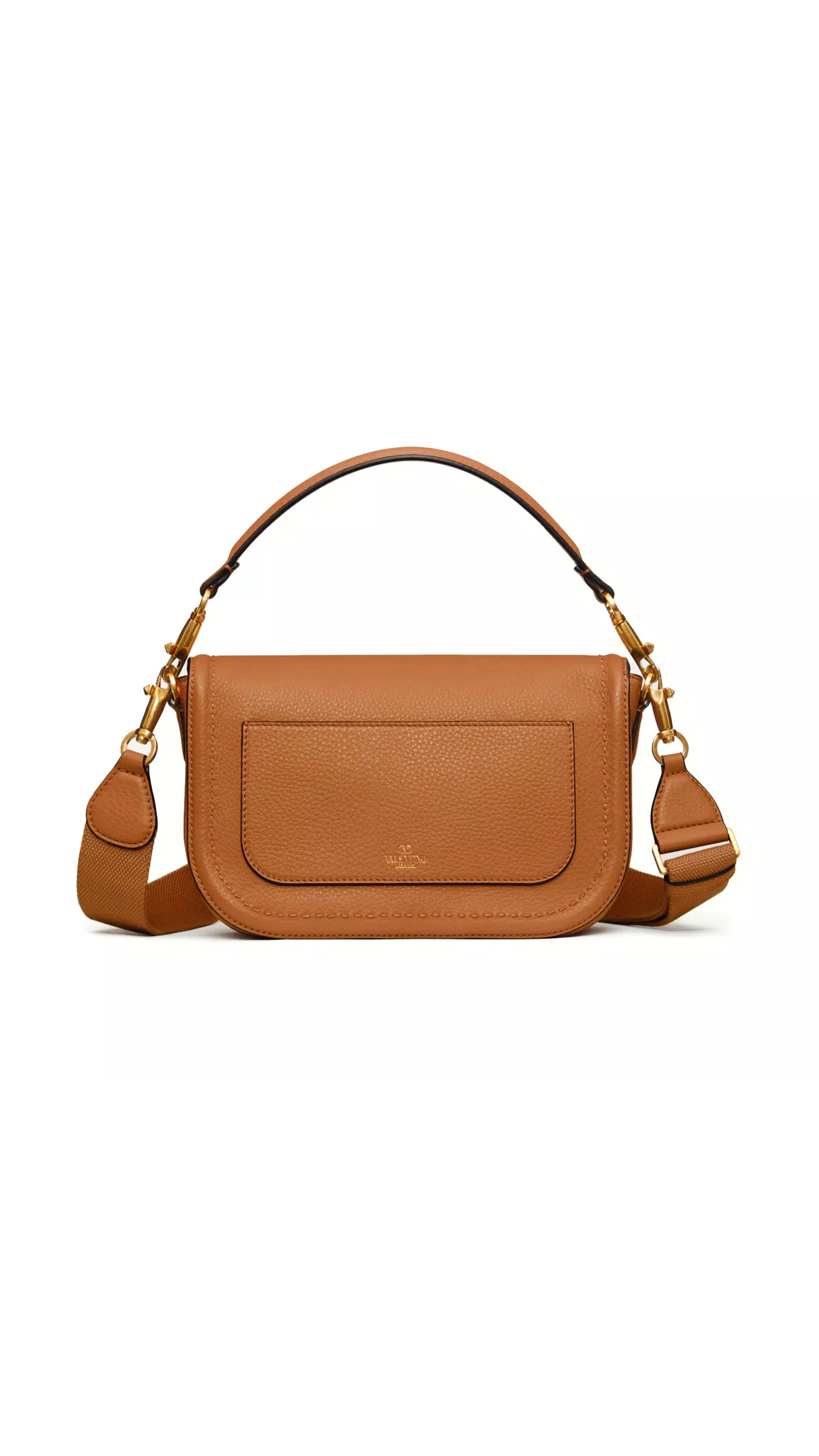 Alltime Grainy Calfskin Shoulder Bag - Almond