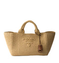 Large crochet tote bag with leather details