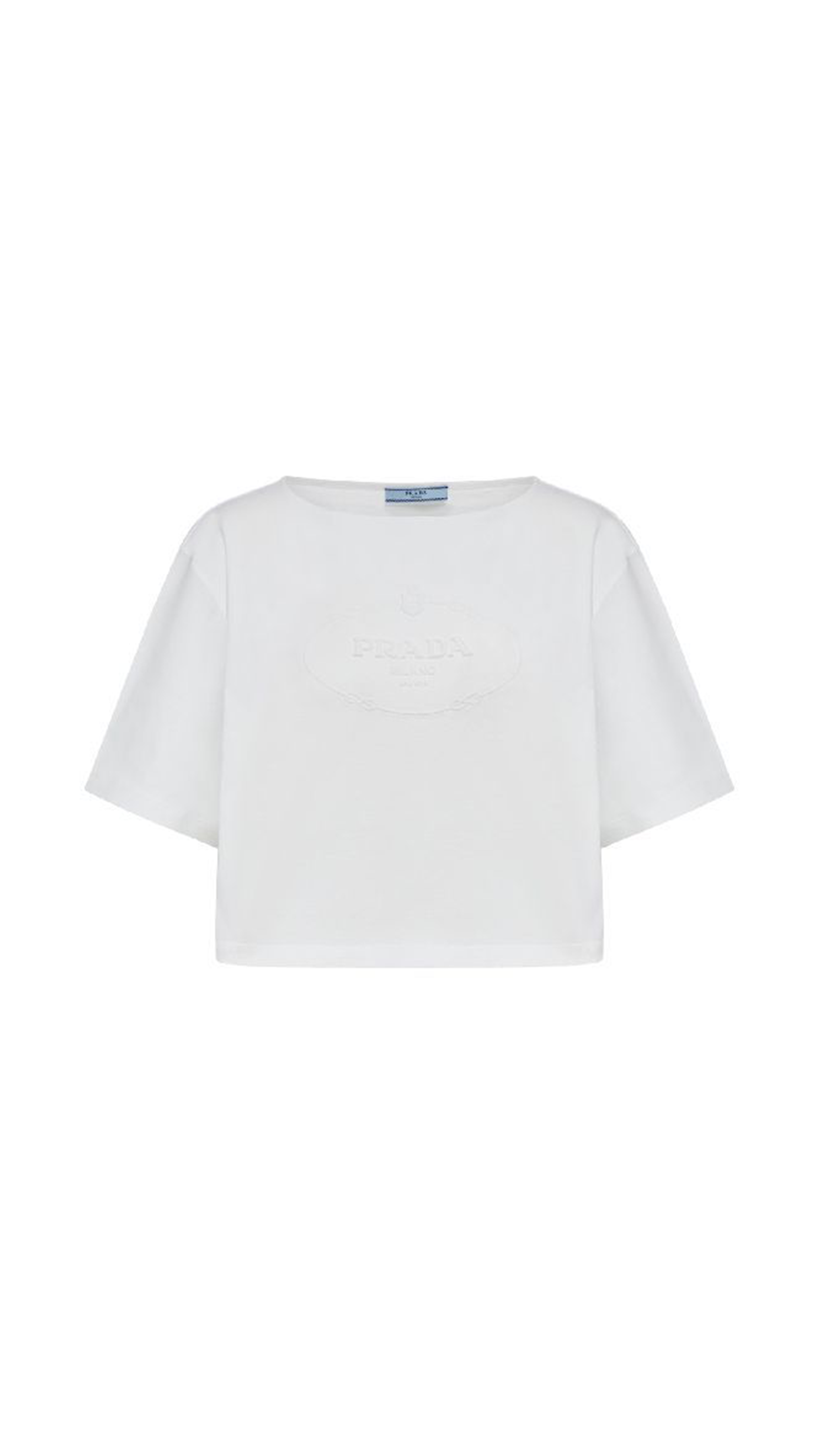 Cropped Logo Embossed T-shirt - White