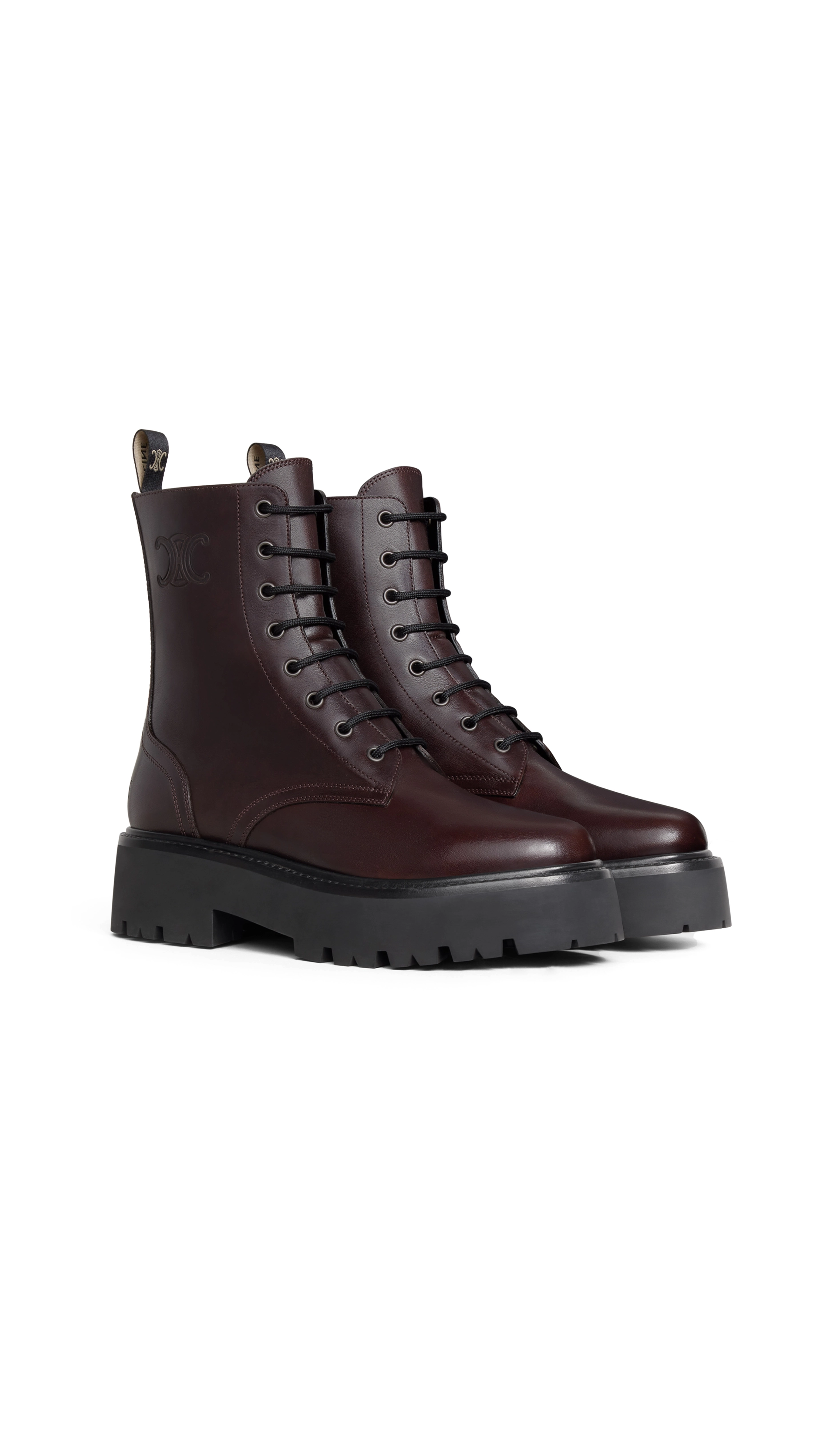 Bulky Lace-up Boot in Calfskin - Dark Brown