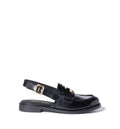Brushed leather slingback loafers