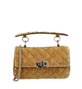 Beige Rockstud Spike Small Shoulder Bag