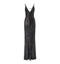Long dégradé knit dress with sequins