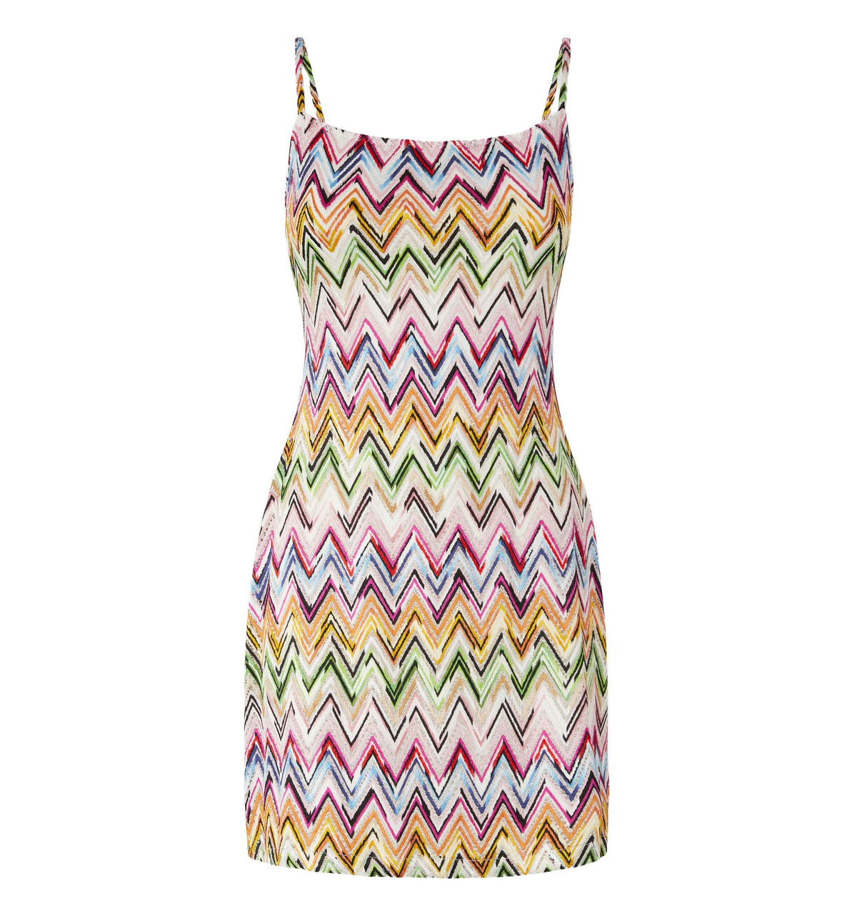 Mini Dress In Stretch Viscose With Lace And Zigzag Motif