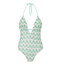 One-piece swimsuit in floral-pattern viscose