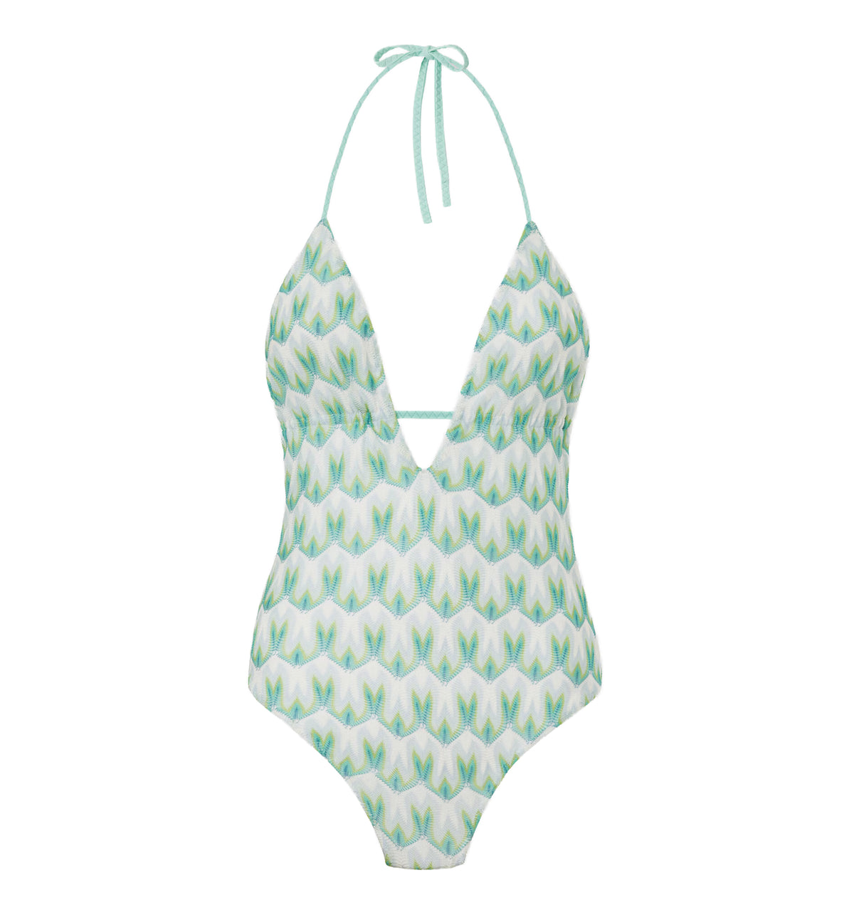 One-piece swimsuit in floral-pattern viscose