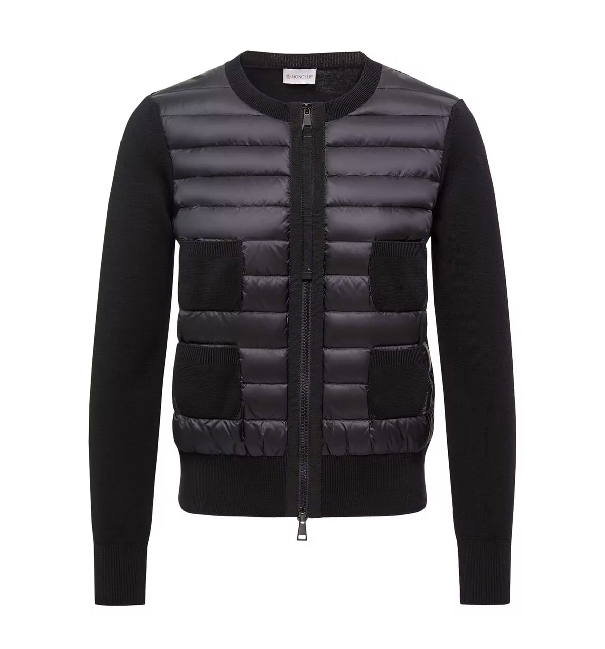 Padded Wool Zip-Up Cardigan