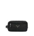Re-nylon And Saffiano Leather Travel Pouch
