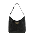 VLogo Signature shoulder bag in black quilted leather