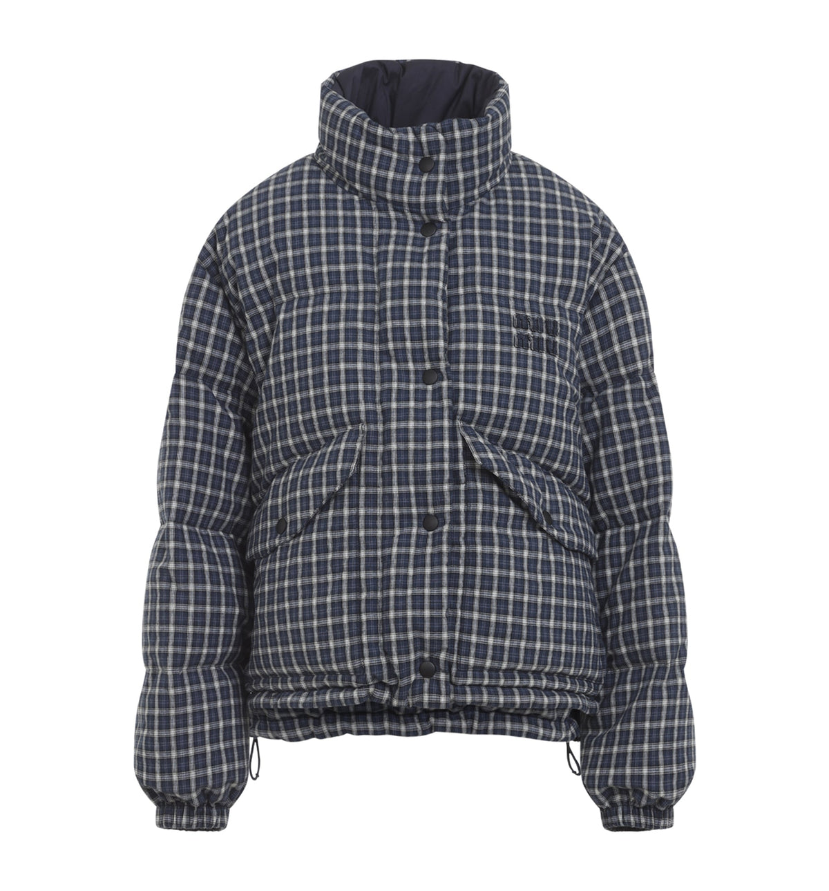 Reversible madras flannel down jacket