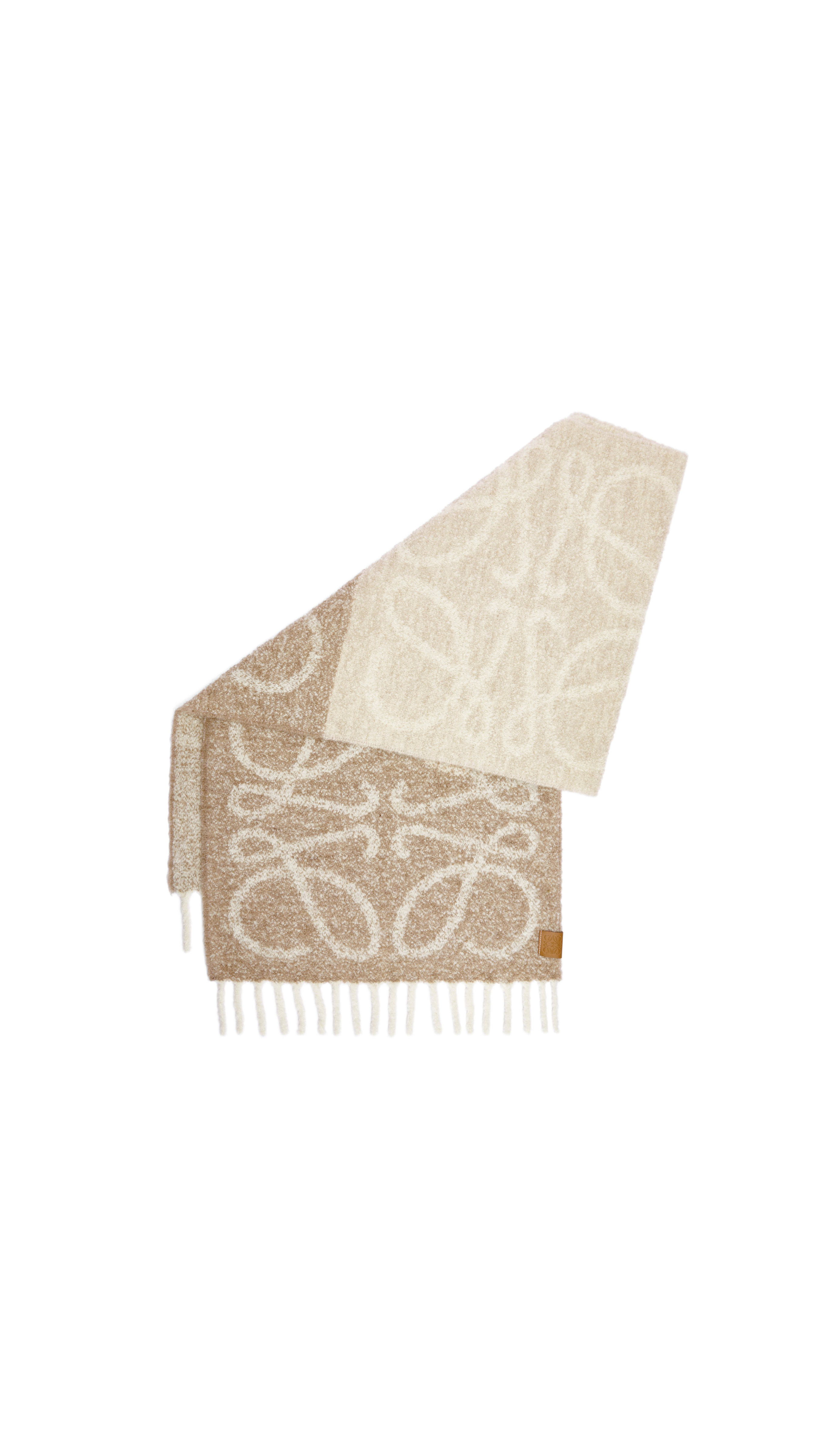 Anagram Scarf in Alpaca and Wool - Beige/White