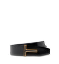Smooth Leather Enamel Buckle T Belt