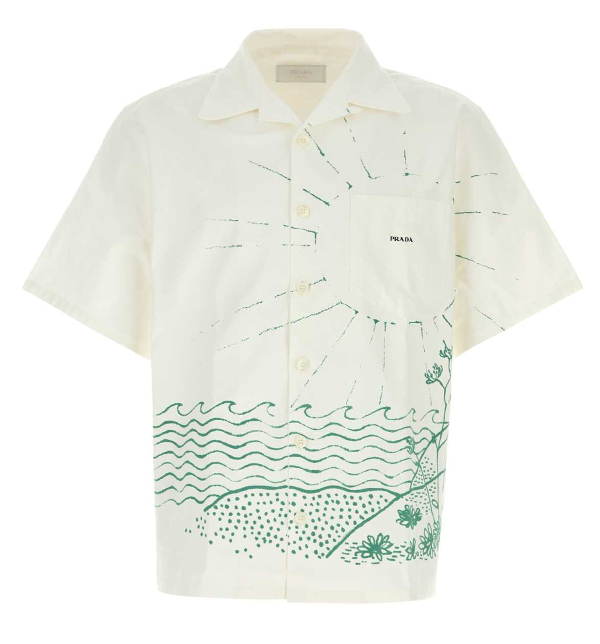 Wave Print Cotton Poplin Shirt