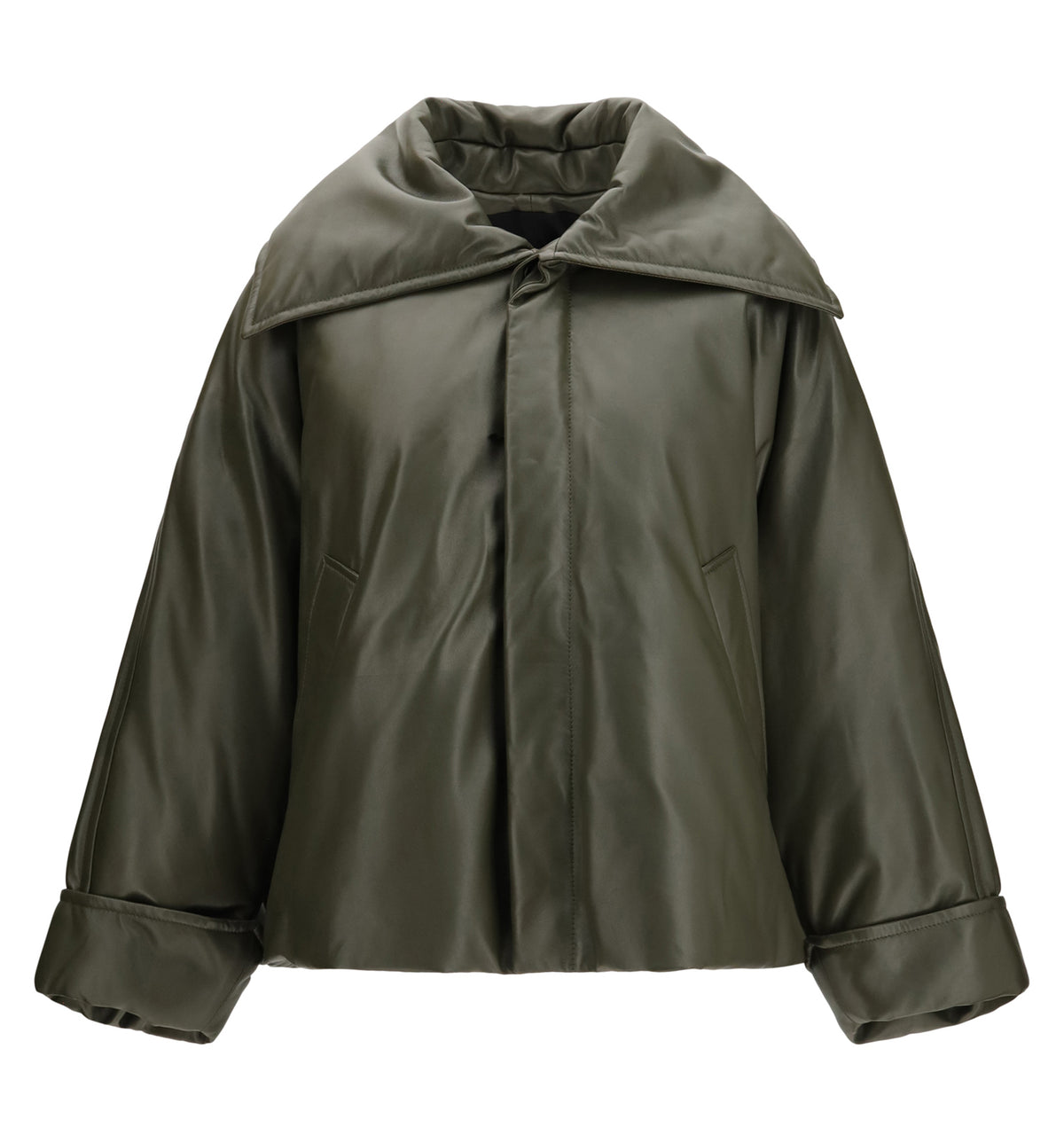 Shiny Leather Puffer Jacket