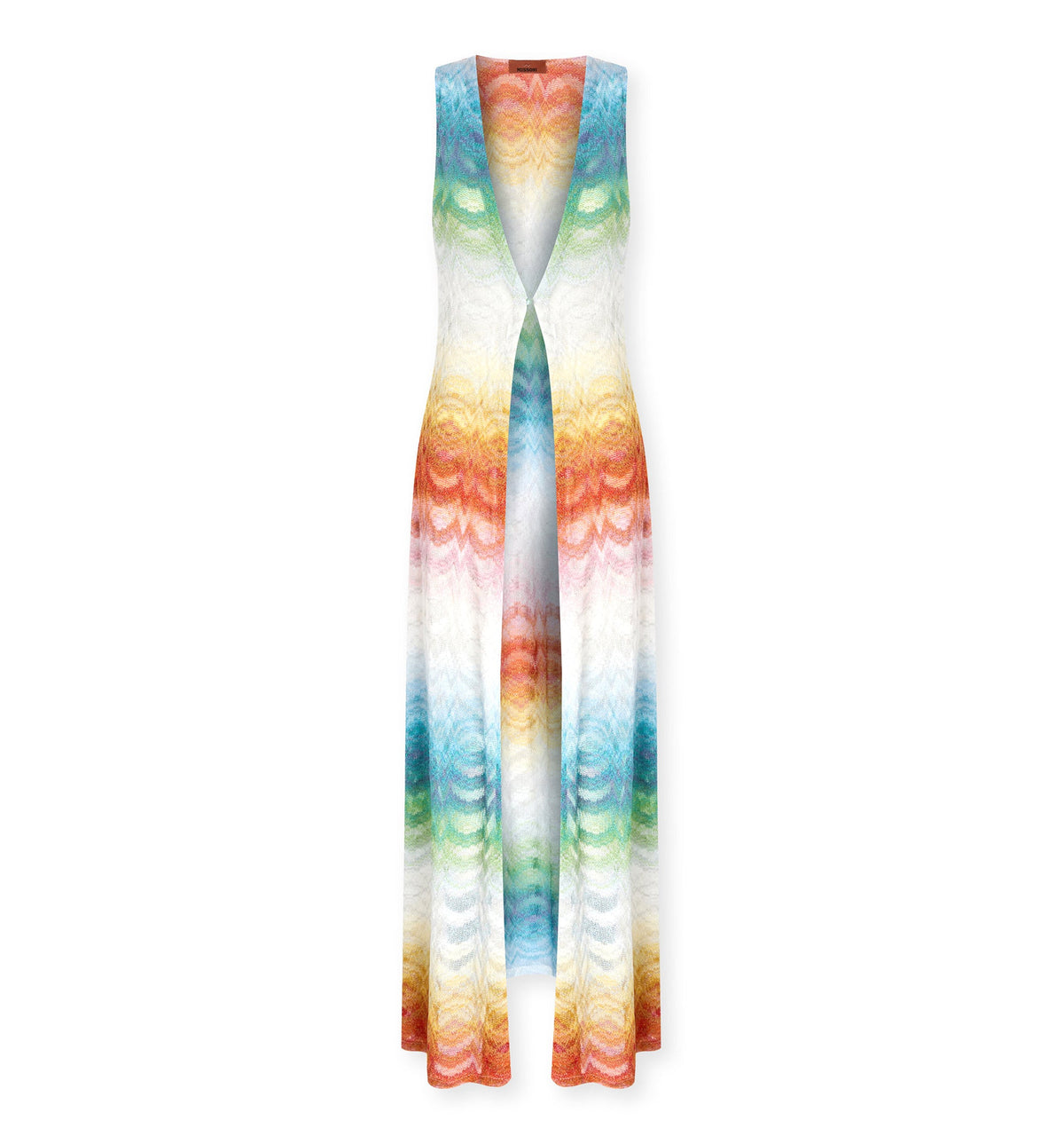Long Gilet Cover-Up In Shaded Lamé Viscose