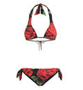 Rose-Print Triangle Bikini