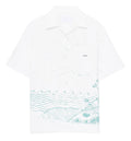 Wave-Print Cotton Bowling Shirt