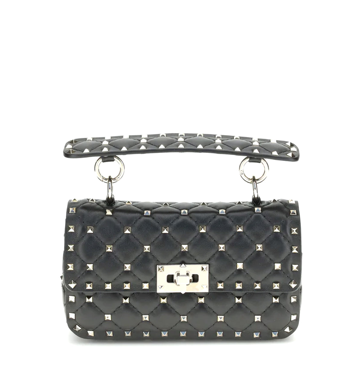 Rockstud Spike mini Top Handle Bag in nappa