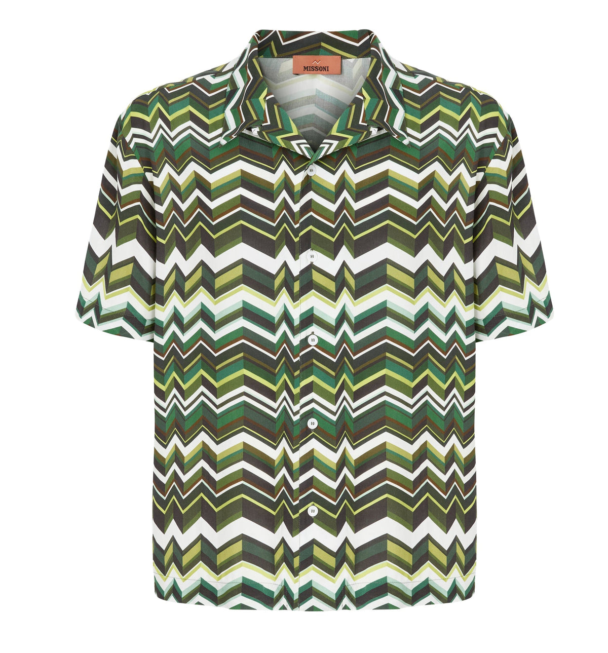 Bowling Shirt In Viscose With Zigzag Print