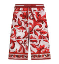 Striped Poplin Bermuda Shorts With Majolica Print