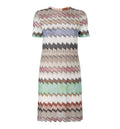 Short-Sleeve Viscose Lamé Mini Dress