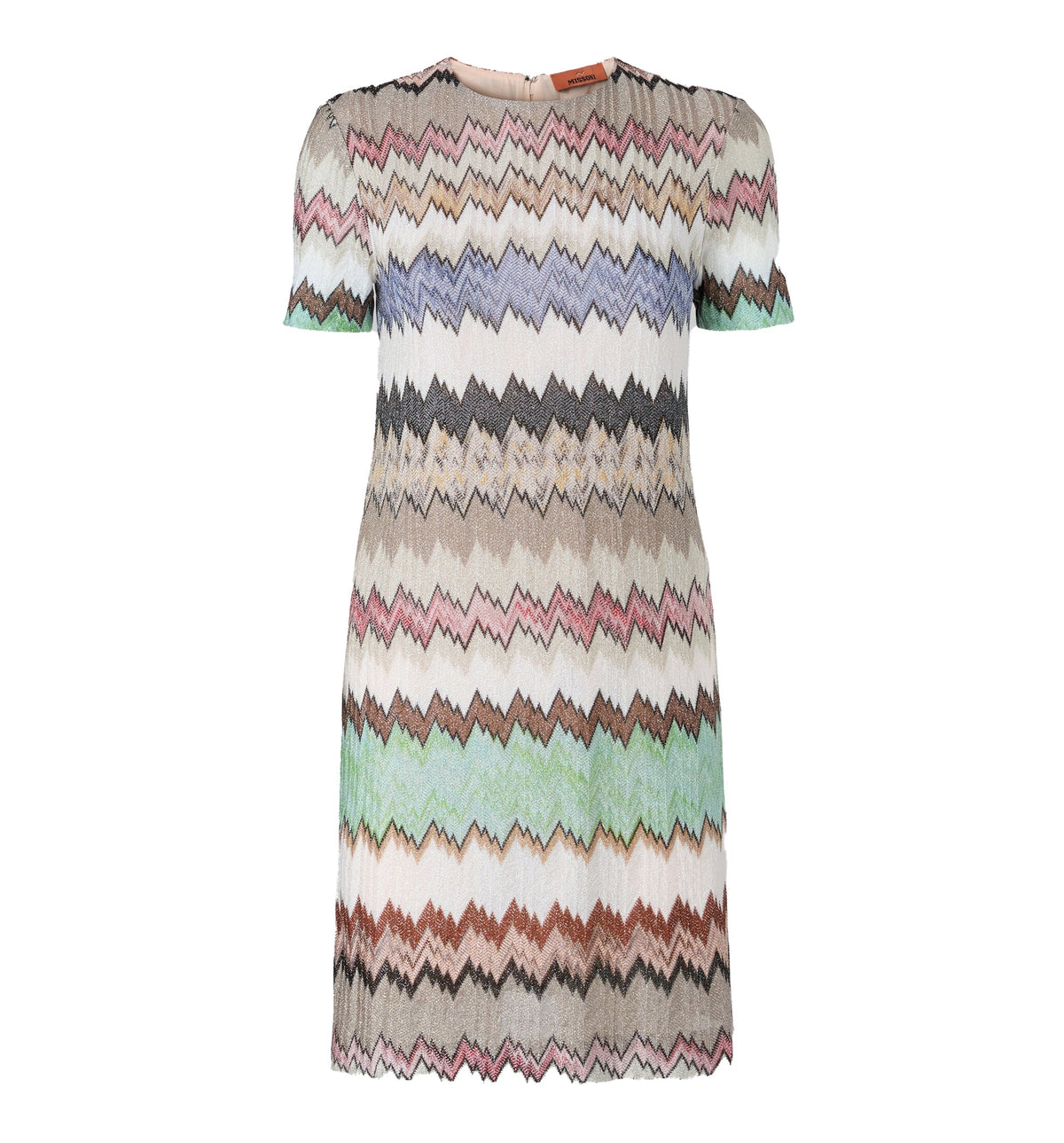 Short-Sleeve Viscose Lamé Mini Dress