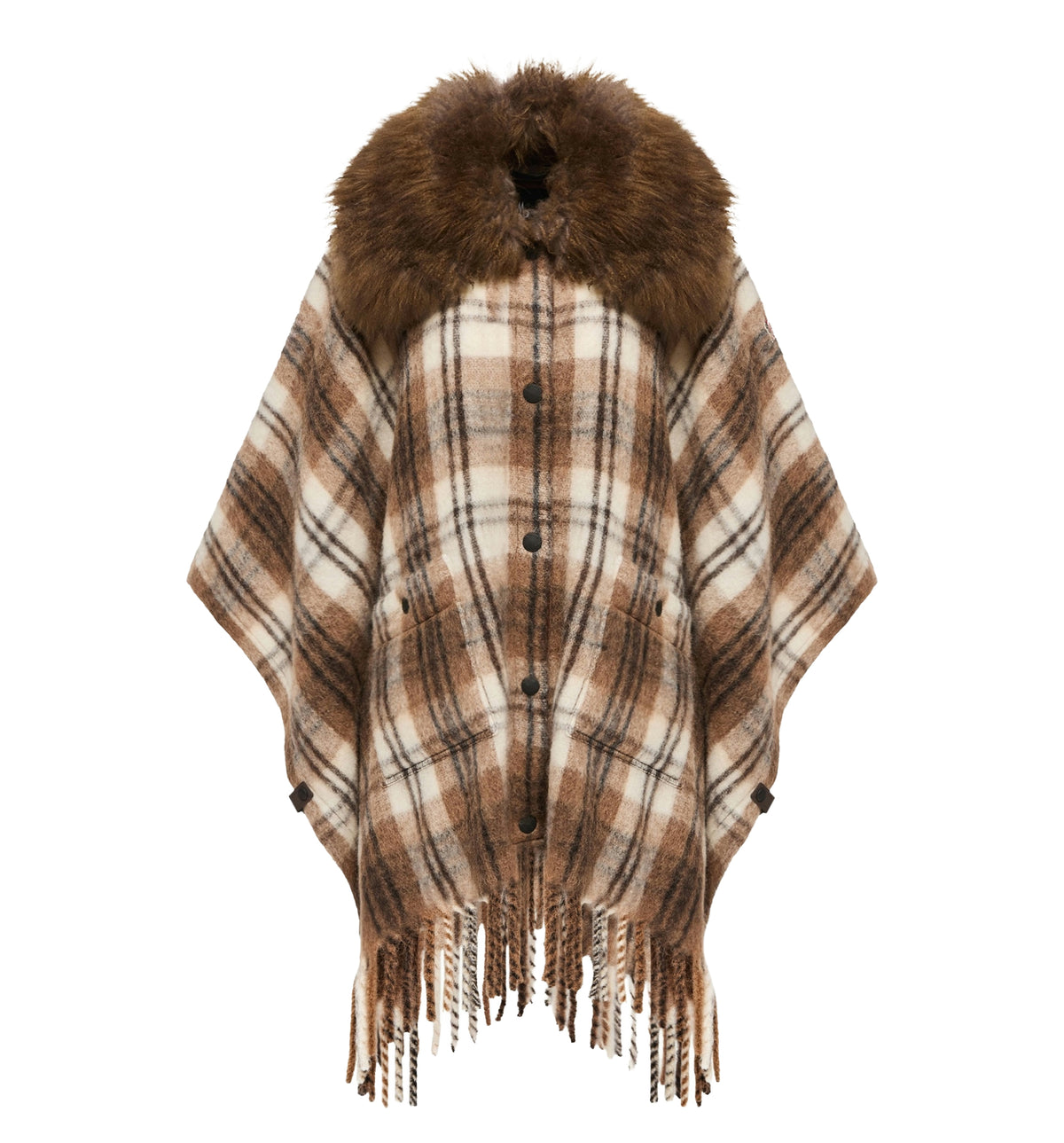Shearling Collar Mohair, Alpaca & Wool Blend Cape