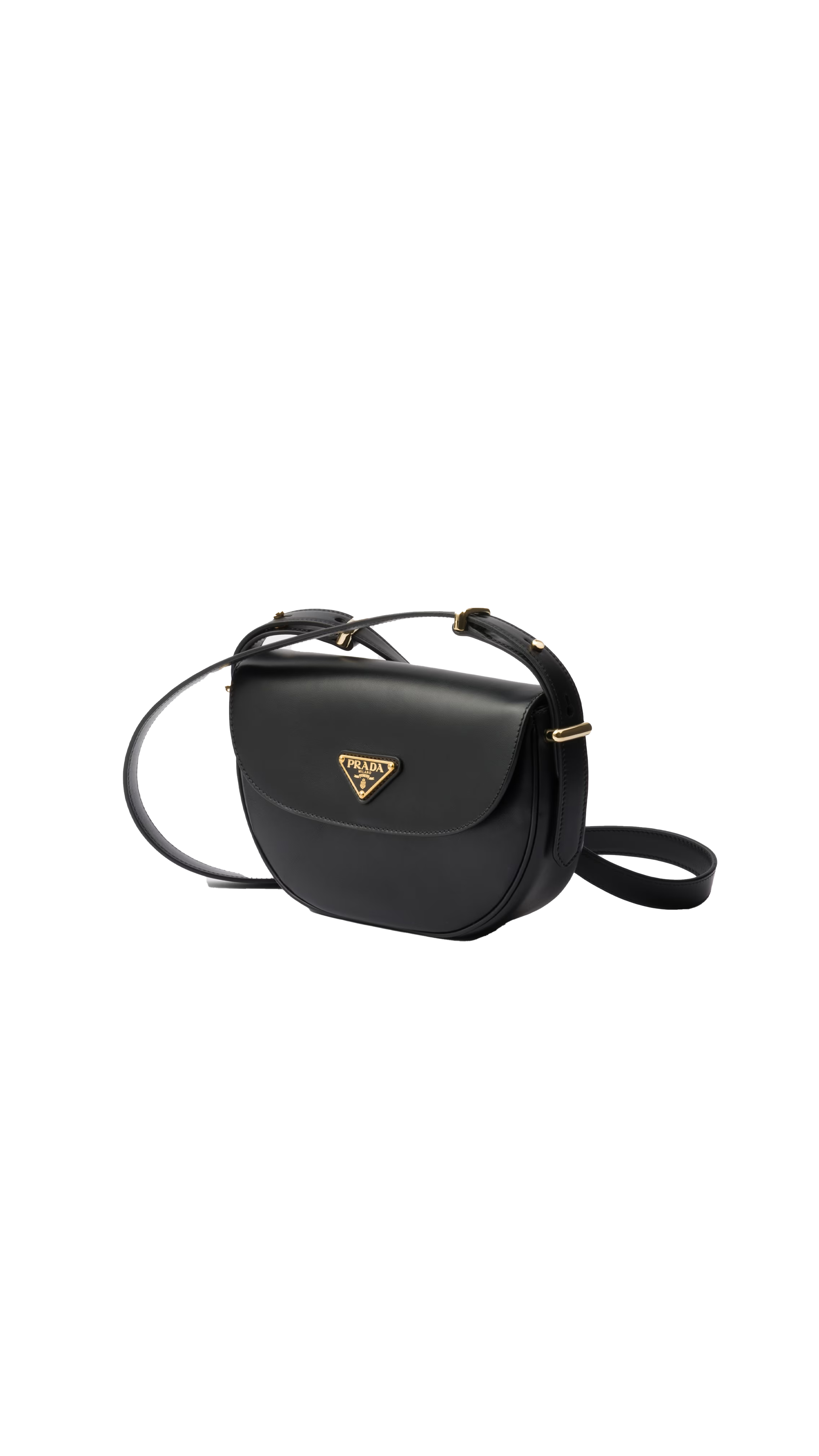 Prada Arqué Leather Shoulder Bag With Flap - Black