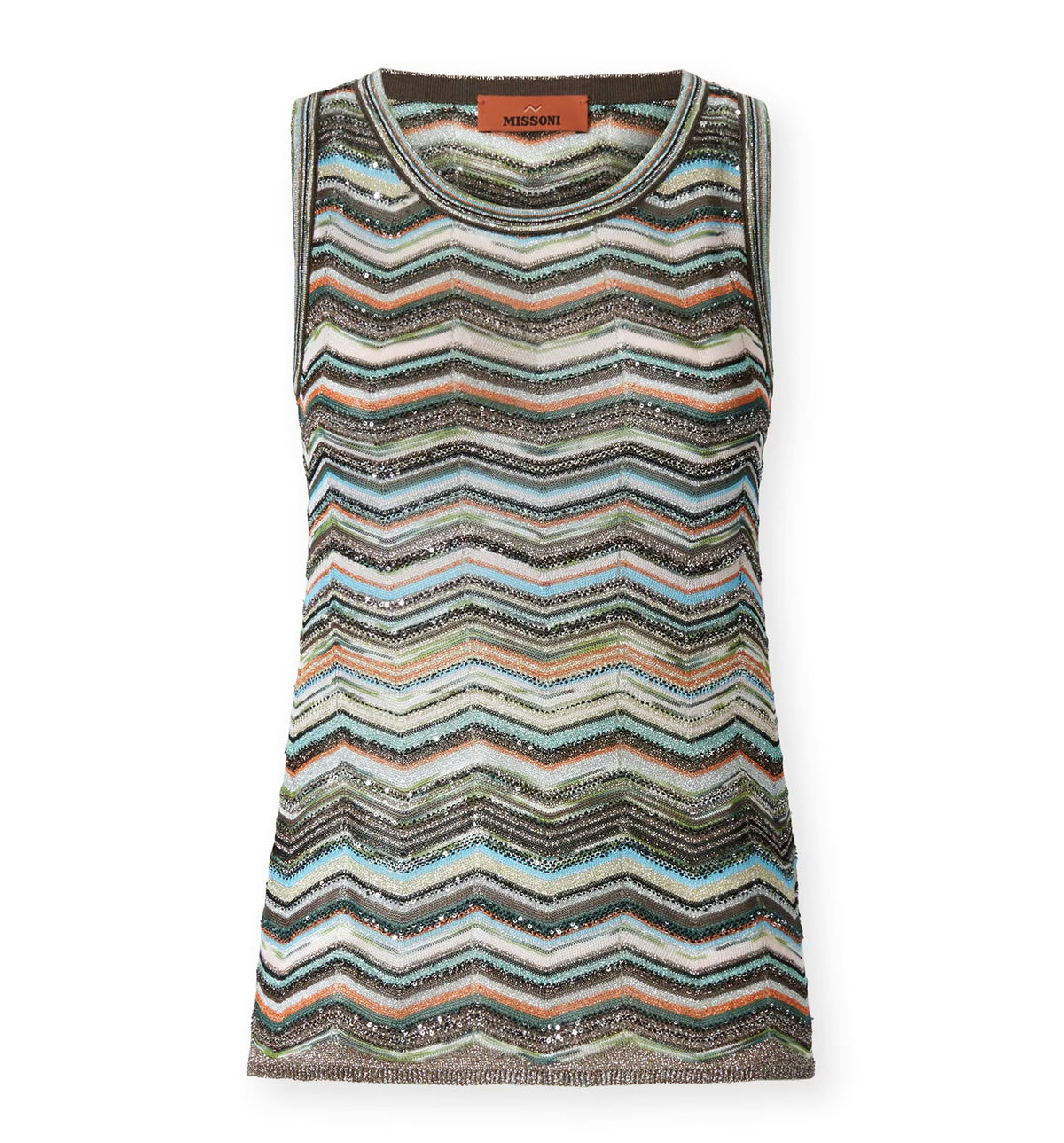 Sleeveless chevron viscose-blend top