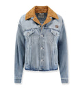 Washed denim and suede blouson jacket