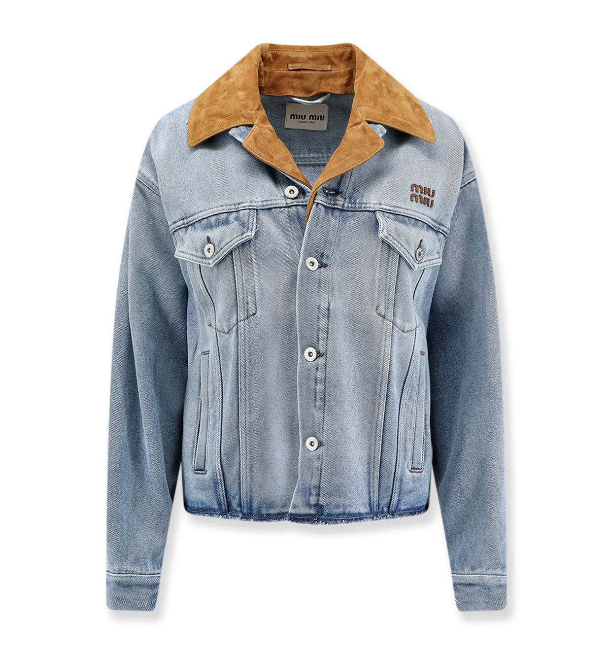 Washed denim and suede blouson jacket