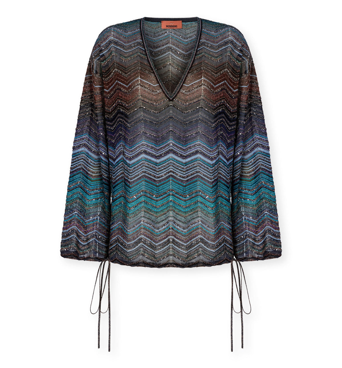 Chevron Lamé Viscose Blouse With Sequins