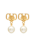 Pearl-Detail Metal Earrings