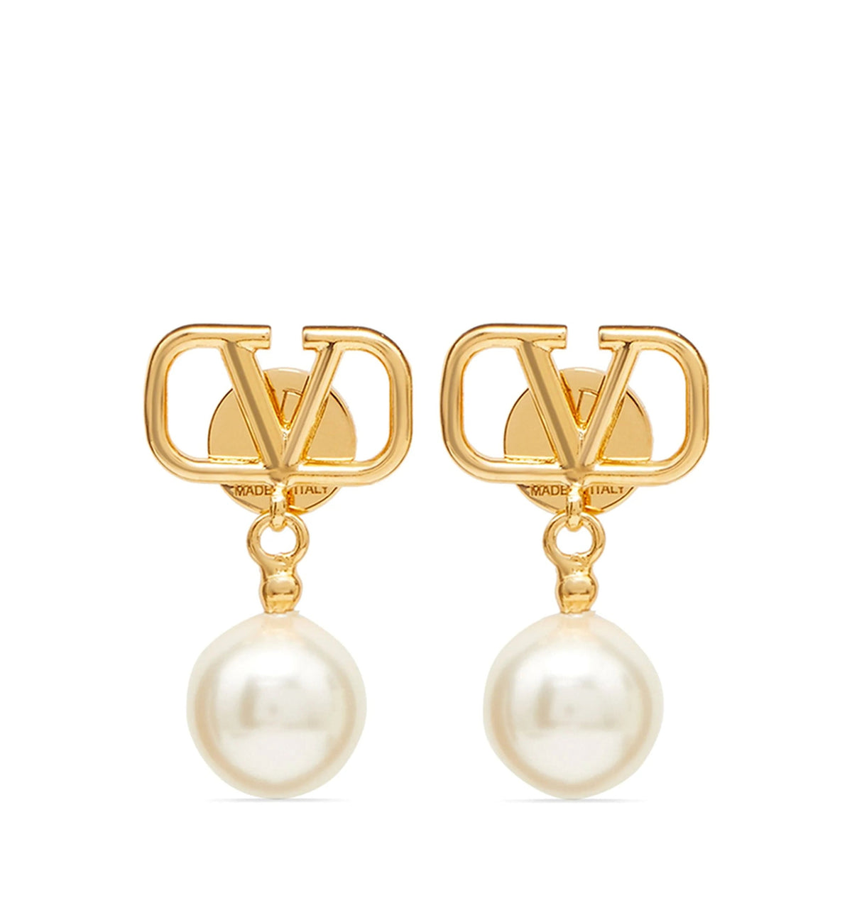 Pearl-Detail Metal Earrings