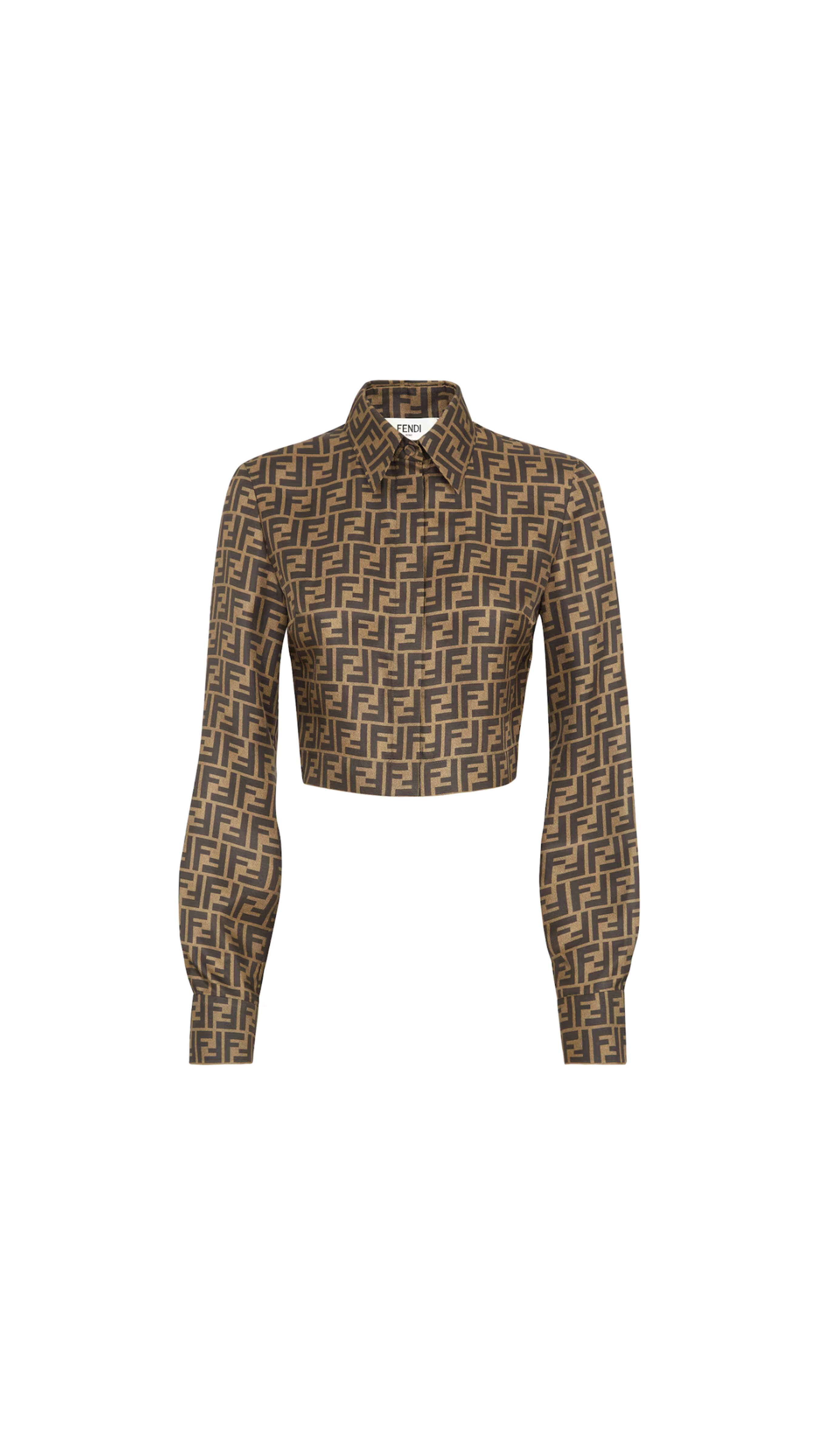 FF Twill Cropped Shirt - Brown