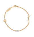 Cassandre Heart Charm Bracelet In Metal And Rhinestone