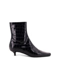 Pointed-toe ankle boots with crocodile effect