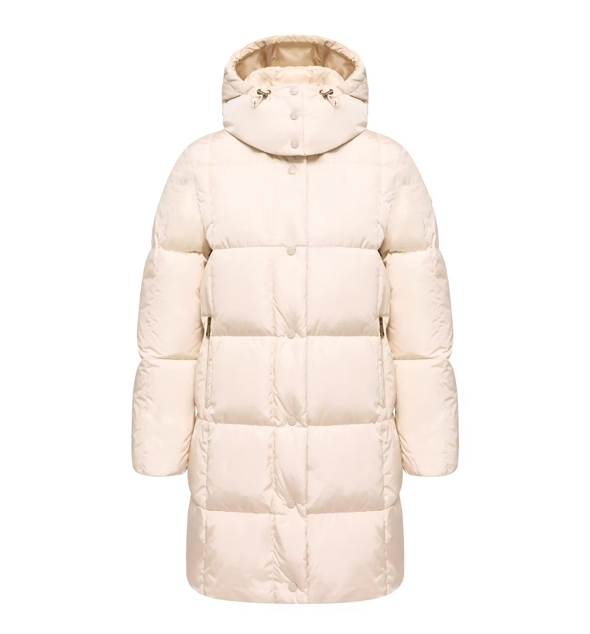 Litte Square-Quilted Hooded Long Down Jacket