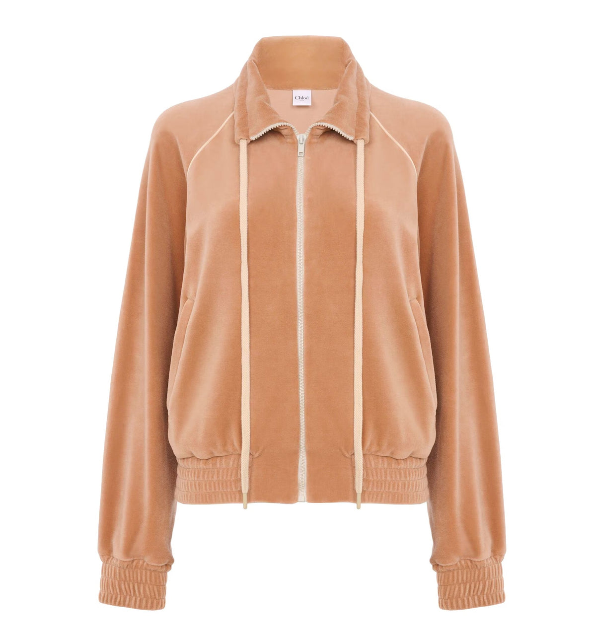 High-neck logo tracksuit jacket in velvet